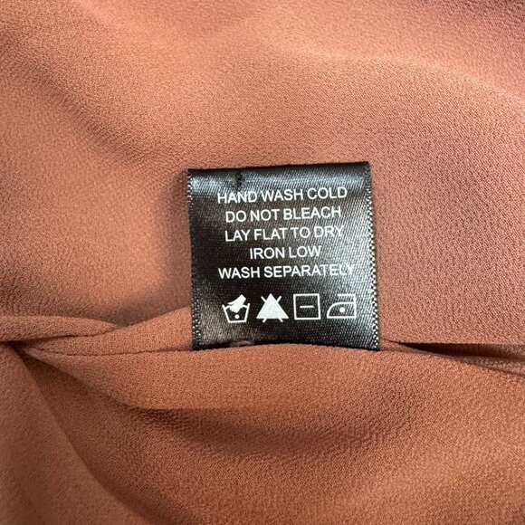 EUC NBD Wrap Mini Dress Long Sleeve Rust Satin XS - Picture 8 of 8